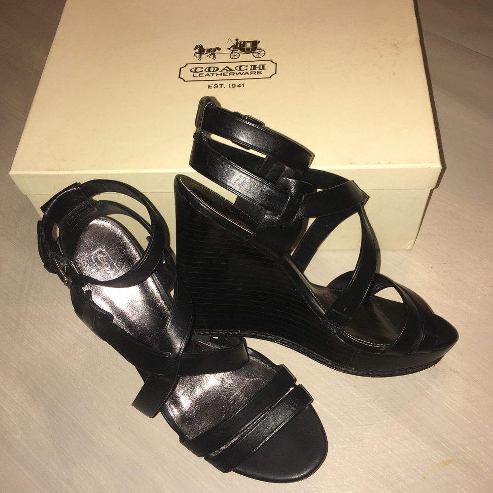 Coach Macey Vachetta Leather Platform Wedge
